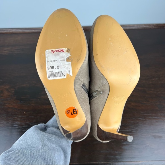 Coach Boots Womens Ankle Booties Size 9.5 Taupe Suede High Heels - Picture 13 of 16